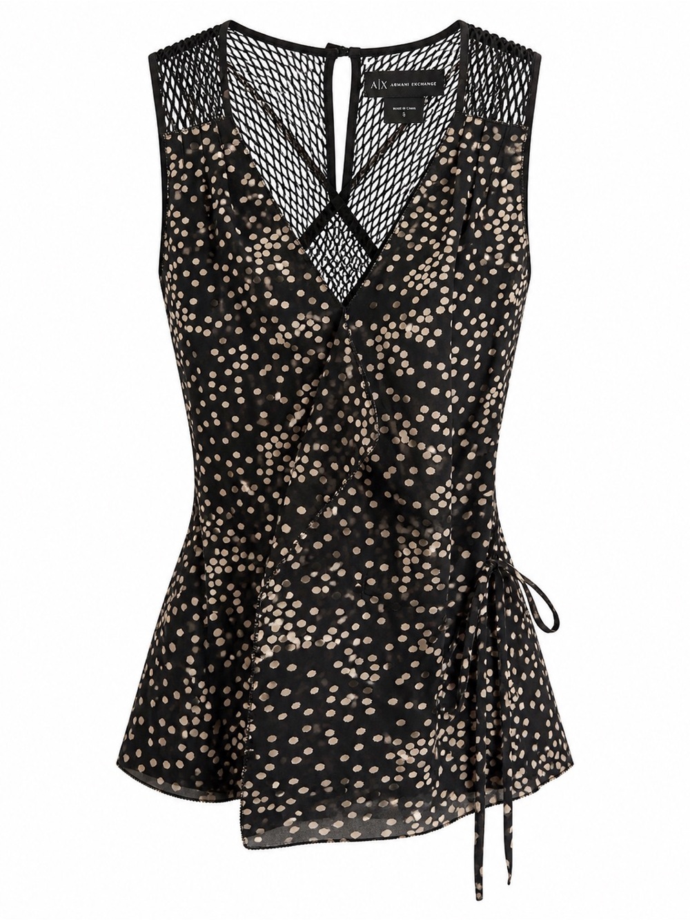 AX Armani Exchange Polka Dot Wrap Tank Blouse Small